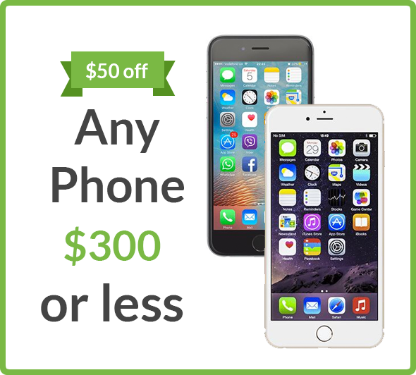 $50 off any phone $300 or less